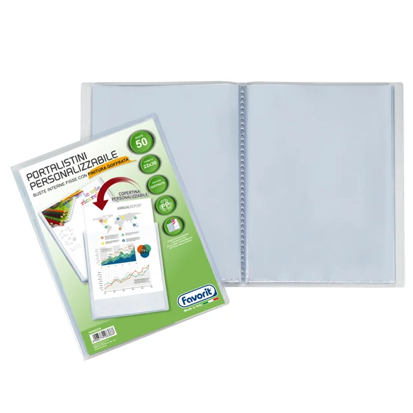 FAVORIT - 100460328 - Portalistini personalizzabile Sviluppo - buccia - 22x30 cm - 50 buste - trasparente - Favorit - 37621 - Conf. da 1 Pz.
