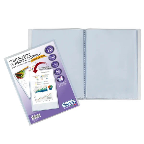 FAVORIT - 100460325 - Portalistini personalizzabile Sviluppo - buccia - 22x30 cm - 20 buste - trasparente - Favorit - 37618 - Conf. da 1 Pz.