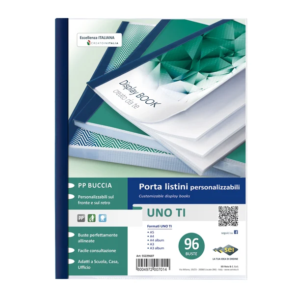 SEI ROTA - 55229607 - Portalistini personalizzabile Uno TI - 22 x 30 cm - 96 buste - blu - Sei Rota - 25893 - Conf. da 1 Pz.