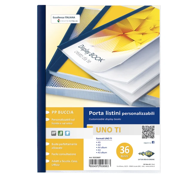 SEI ROTA - 55223607 - Portalistini personalizzabile Uno TI - 22 x 30 cm - 36 buste - blu - Sei Rota - 25887 - Conf. da 1 Pz.