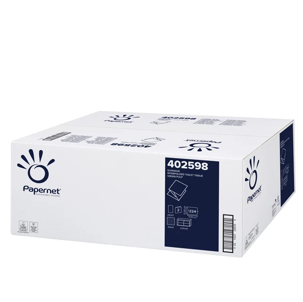 PAPERNET - 421345 - Carta igienica interfogliata - 18 gr - strappo 11x21 cm - Papernet - pacco da 224 strappi - 54975 - Conf. da 40 Pz.